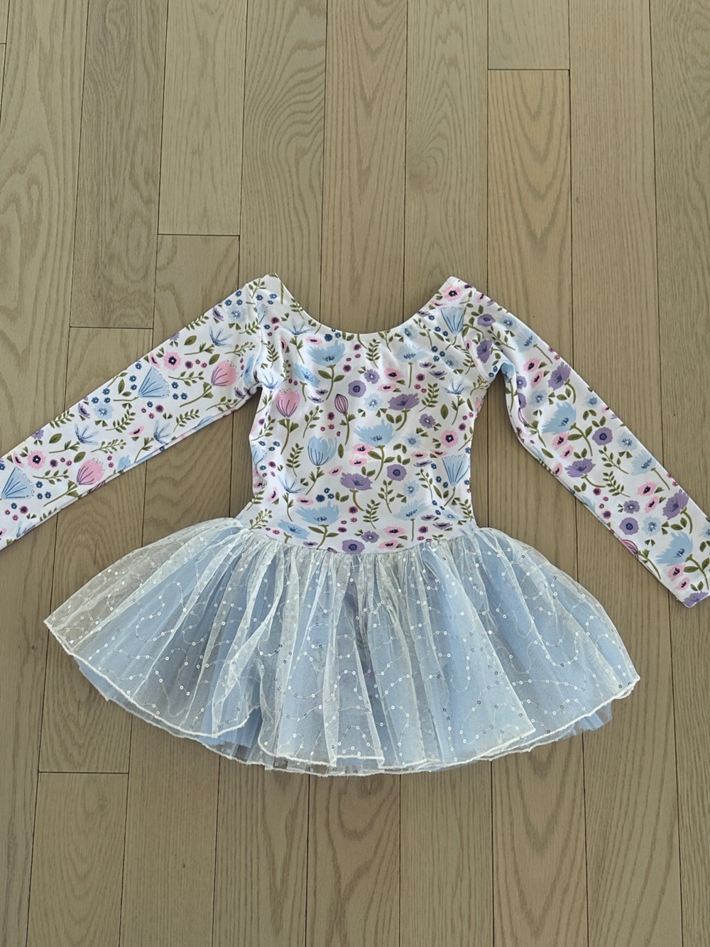 🩰Girls 3-4T White Floral Ballet Tutu Dress with Sparkle Skirt